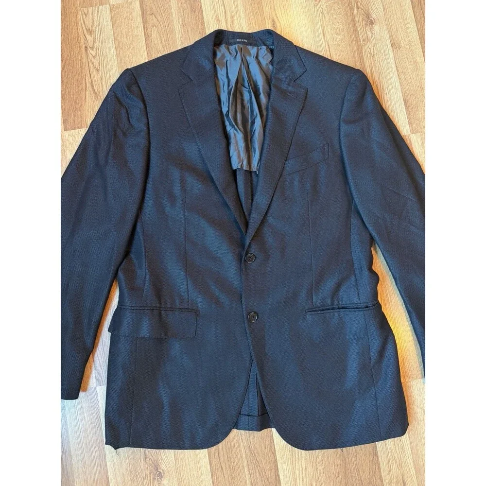 Ermenegildo Zegna Men 40R Blazer Wool Silk Made in Italy Navy Blue Sport Coat